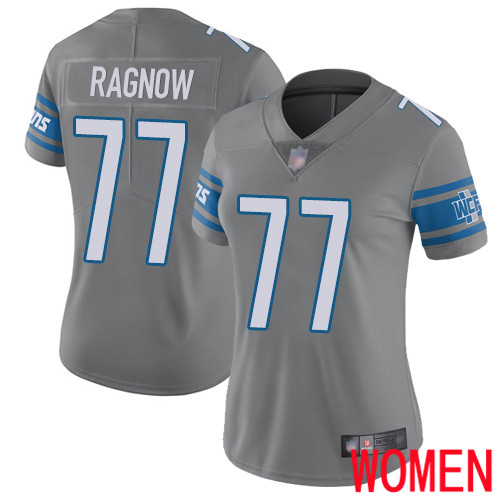 Detroit Lions Limited Steel Women Frank Ragnow Jersey NFL Football #77 Rush Vapor Untouchable->women nfl jersey->Women Jersey